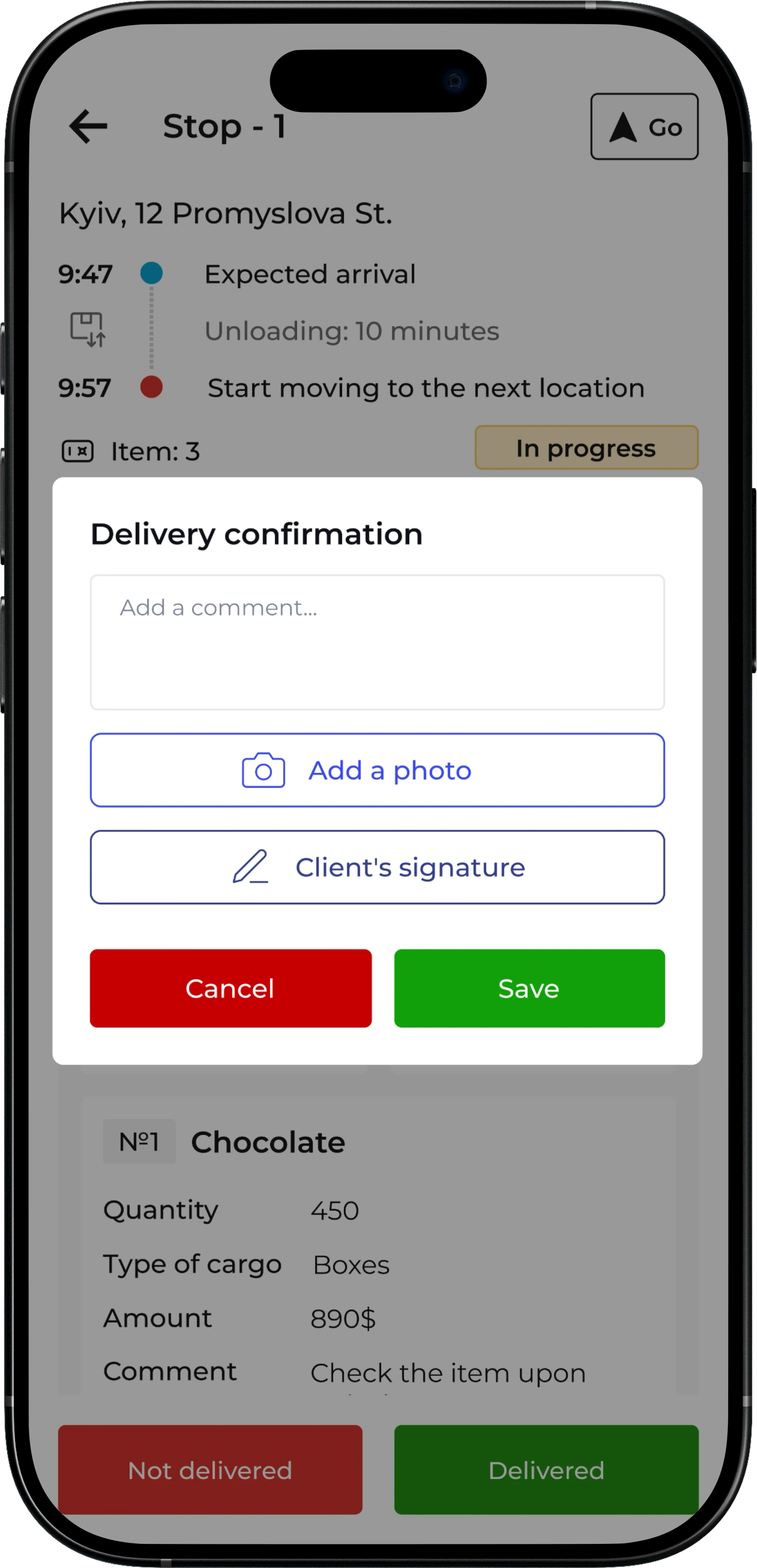 Digital ePOD (Proof of Delivery)